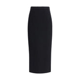 Dolce & Gabbana Black Fleece Wool Long Skirt